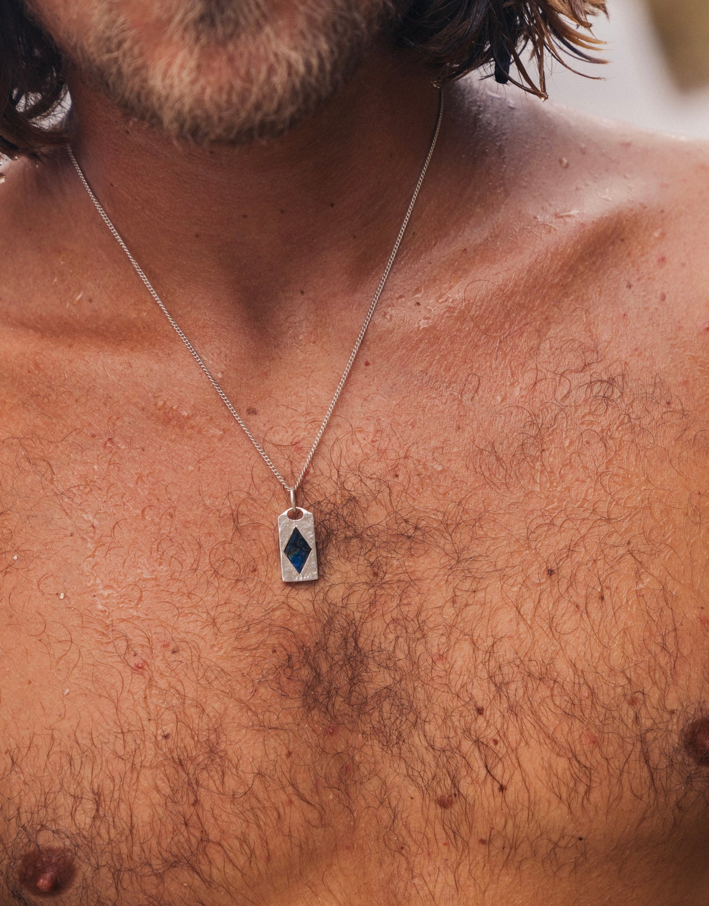 Diamond Labradorite 925 silver pendant