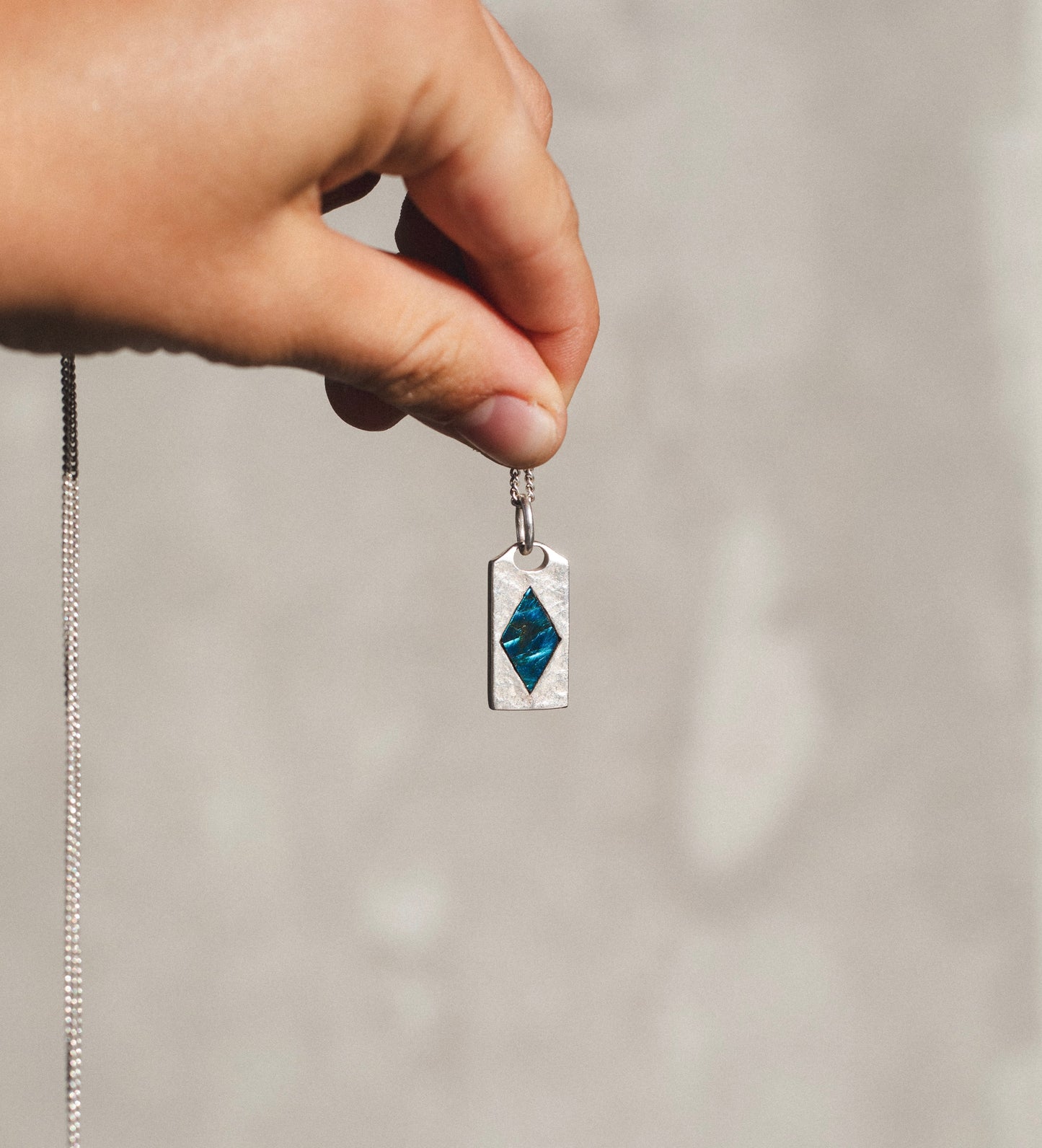 Diamond Labradorite 925 silver pendant
