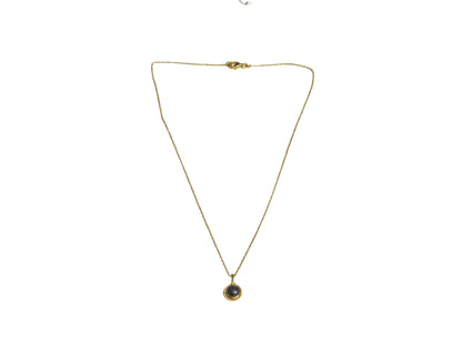 IMI. Gold Necklace with round Labradorite stone. 925 silver gold plated