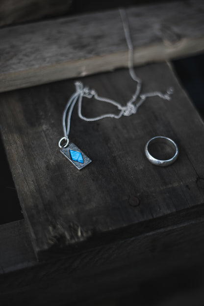 Diamond Labradorite 925 silver pendant